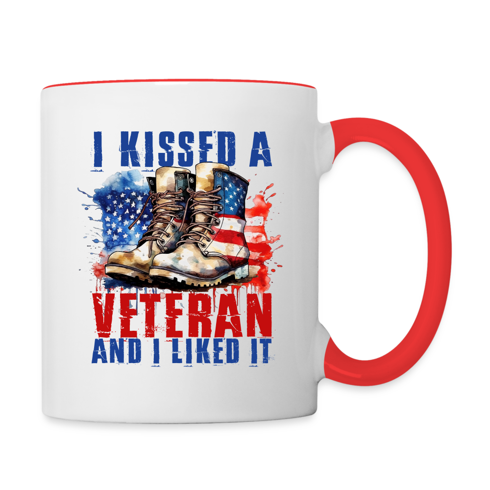 I Kissed A Veteran And I Liked It Coffee Mug - white/red