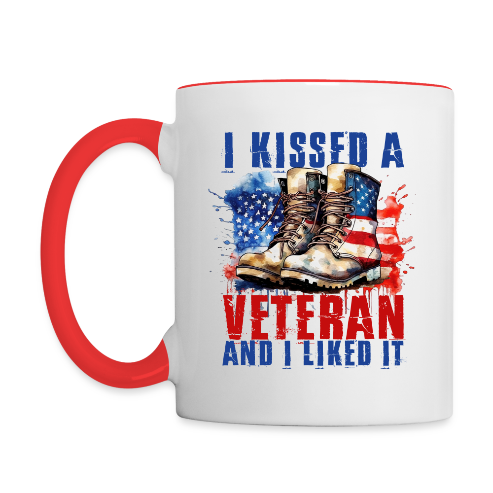 I Kissed A Veteran And I Liked It Coffee Mug - white/red