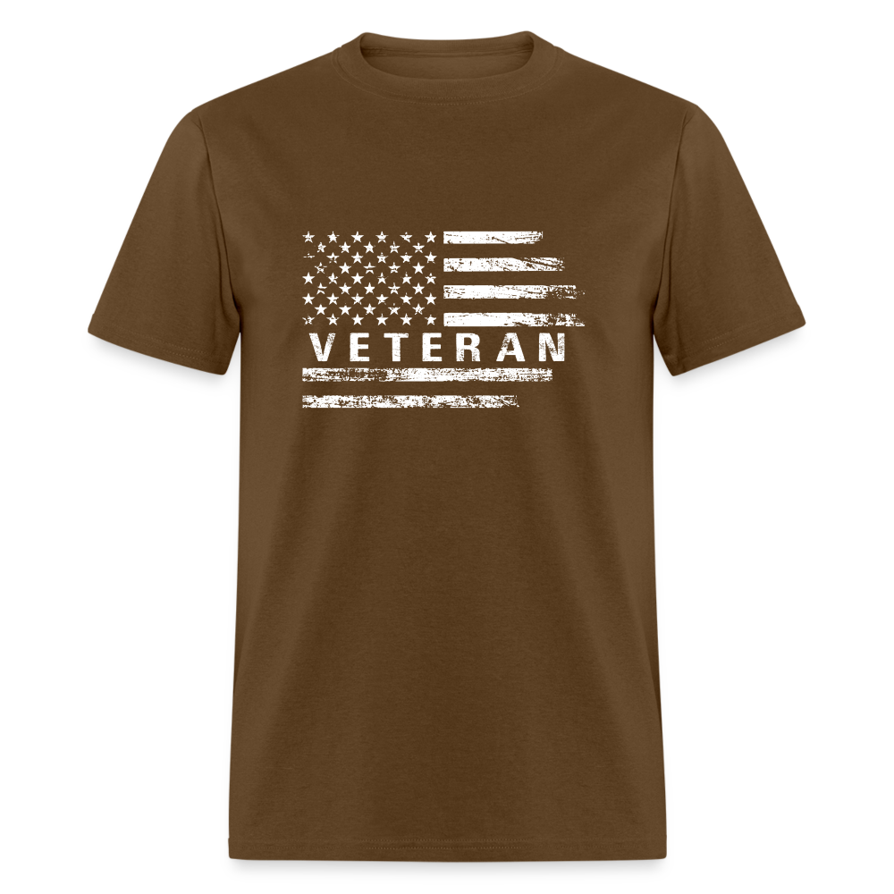 Veteran T-Shirt (White w/Flag) - brown