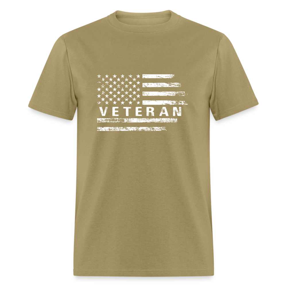 Veteran T-Shirt (White w/Flag) - khaki