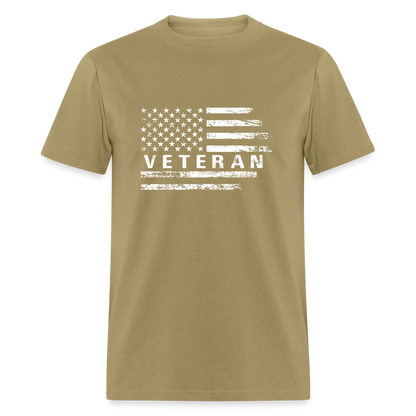 Veteran T-Shirt (White w/Flag) - khaki