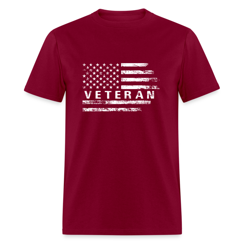 Veteran T-Shirt (White w/Flag) - burgundy