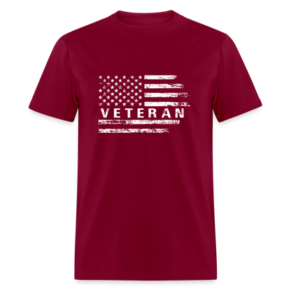 Veteran T-Shirt (White w/Flag) - burgundy