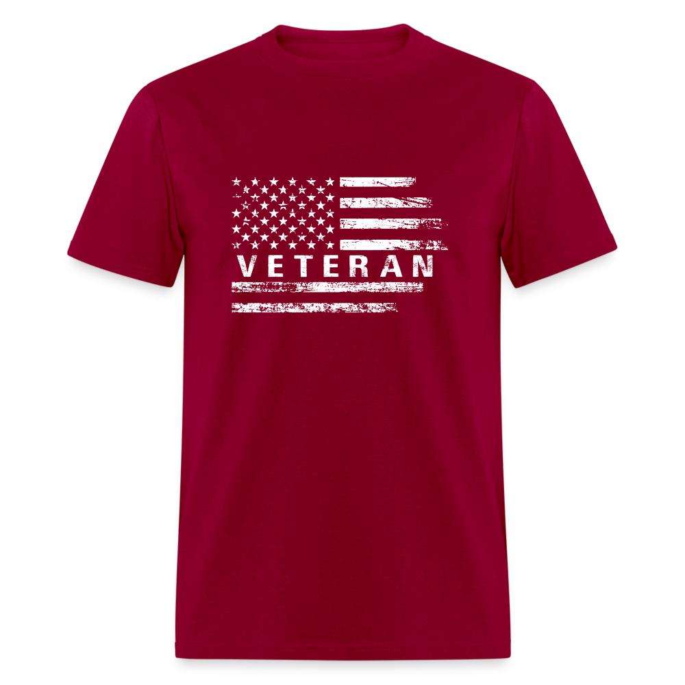 Veteran T-Shirt (White w/Flag) - dark red