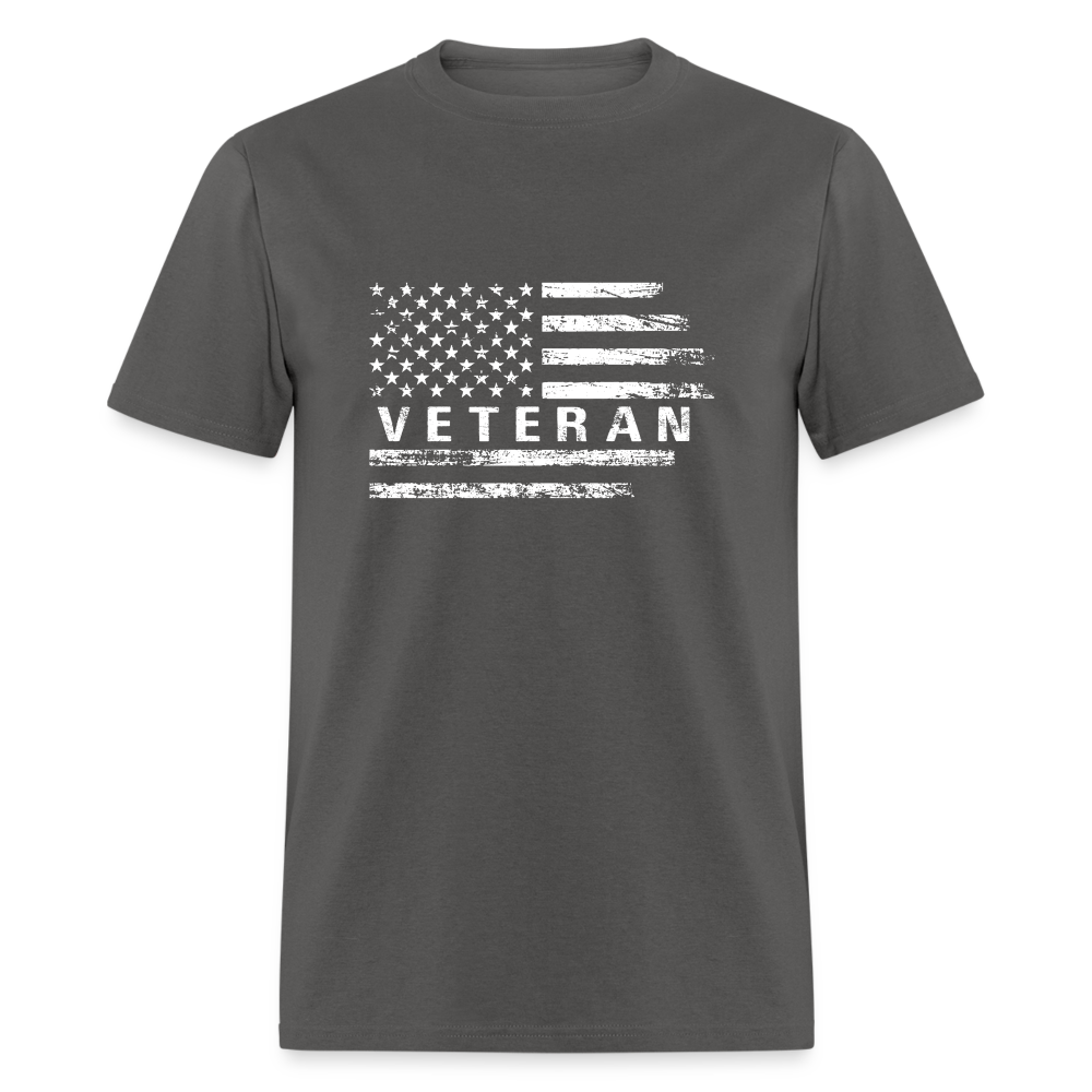 Veteran T-Shirt (White w/Flag) - charcoal
