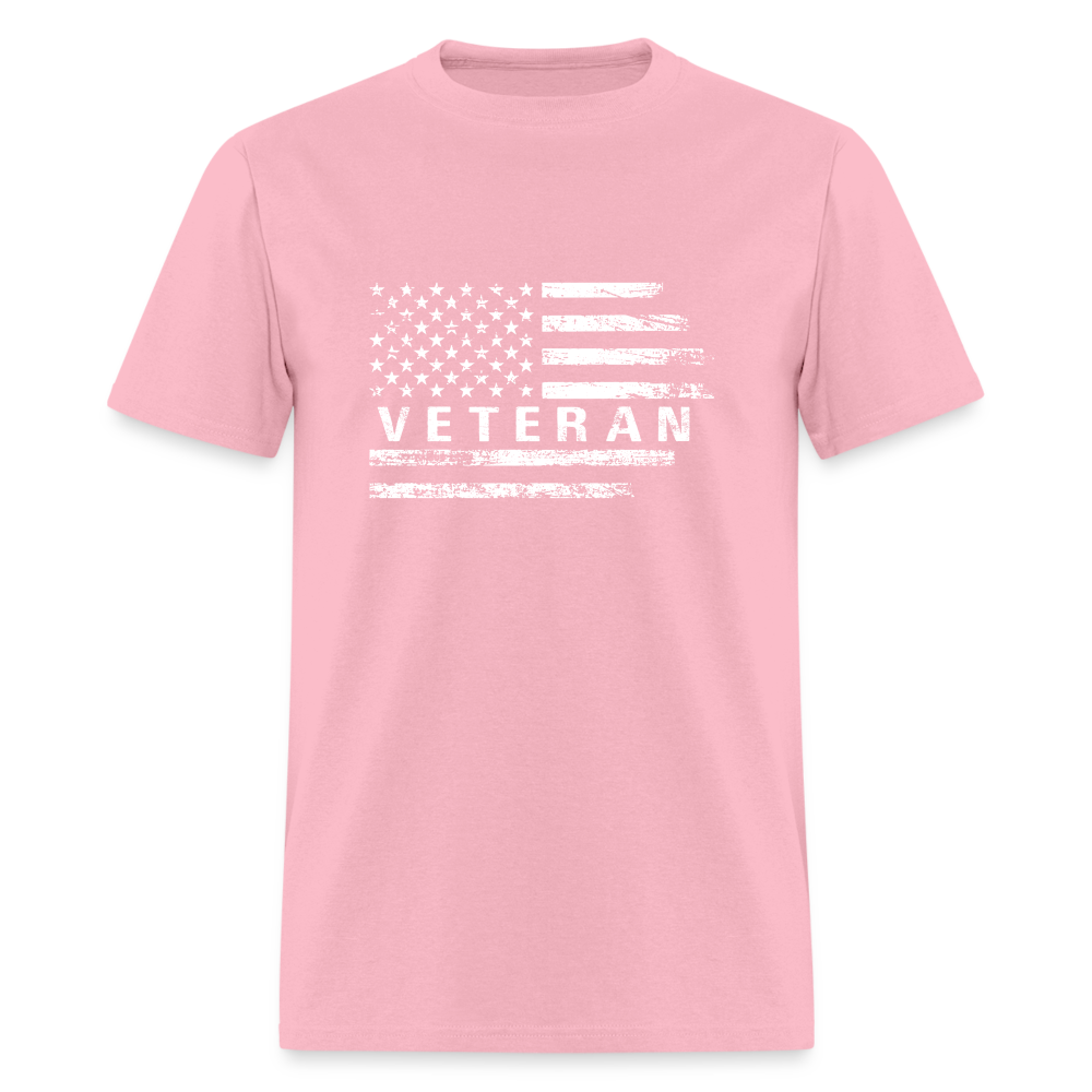 Veteran T-Shirt (White w/Flag) - pink