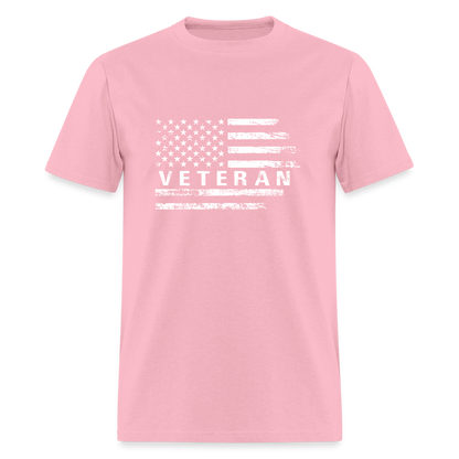 Veteran T-Shirt (White w/Flag) - pink