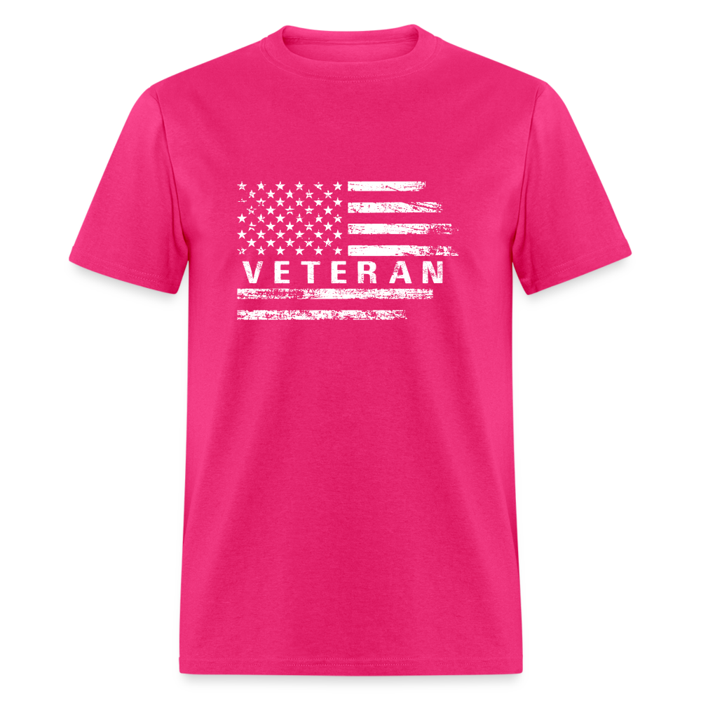 Veteran T-Shirt (White w/Flag) - fuchsia