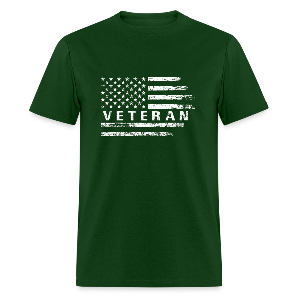 Veteran T-Shirt (White w/Flag) - forest green