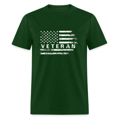 Veteran T-Shirt (White w/Flag) - forest green