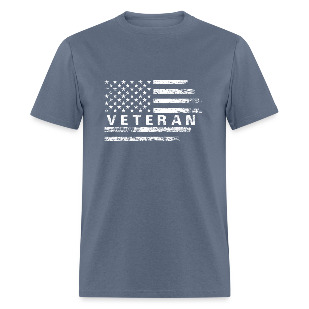 Veteran T-Shirt (White w/Flag) - denim