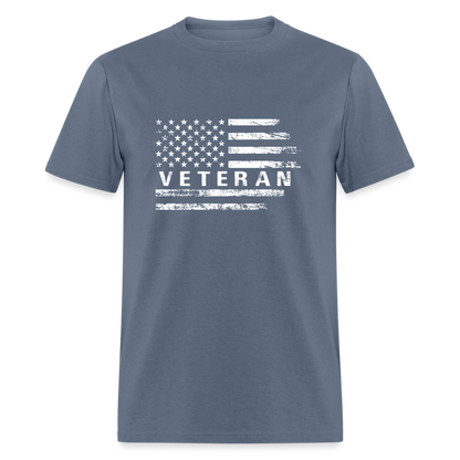 Veteran T-Shirt (White w/Flag) - denim