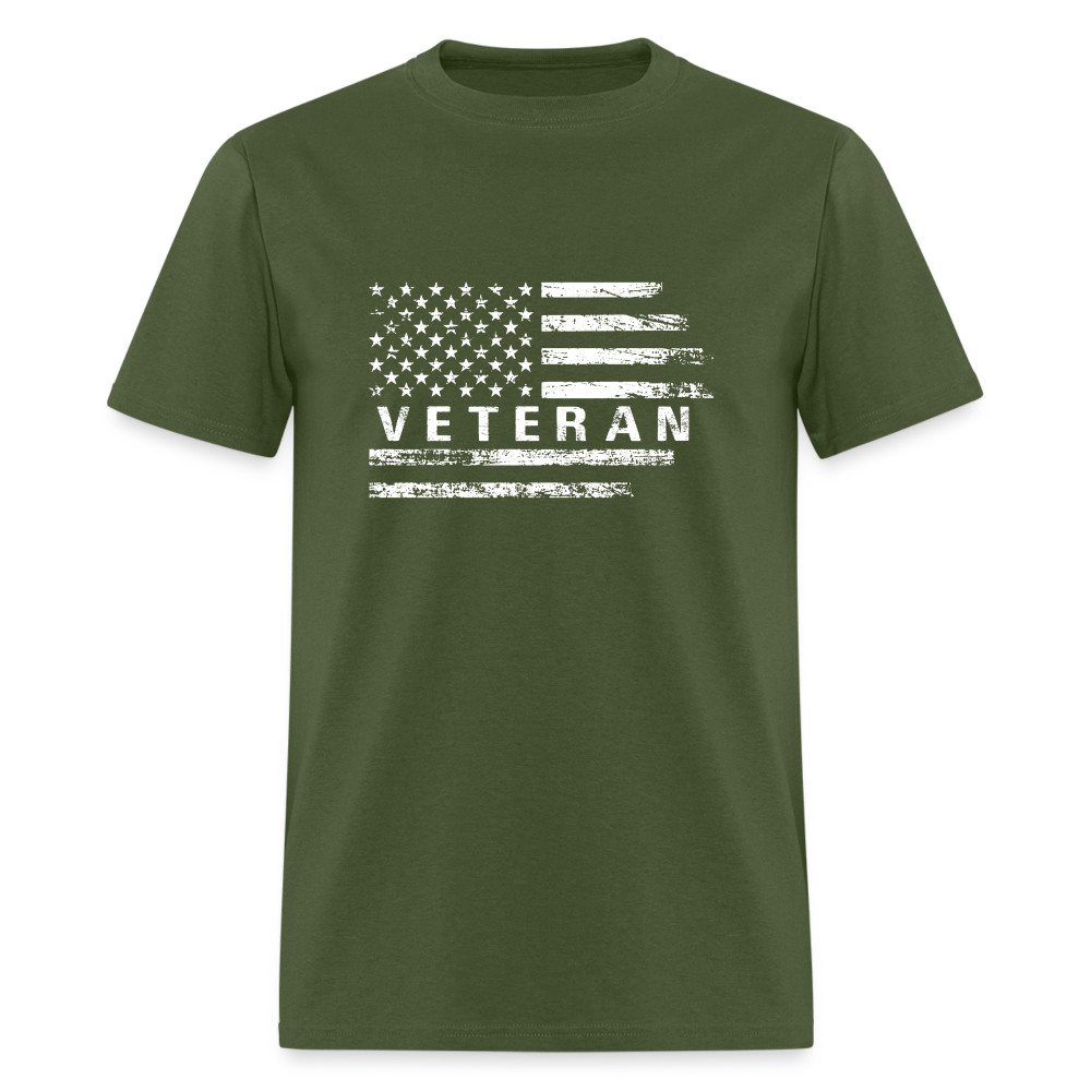 Veteran T-Shirt (White w/Flag) - military green