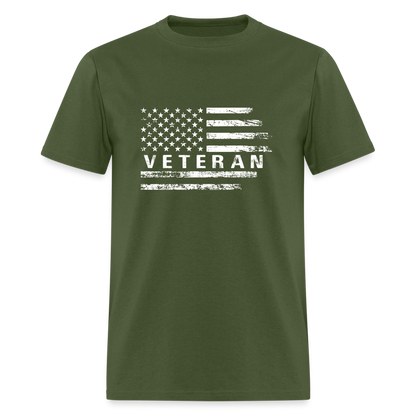 Veteran T-Shirt (White w/Flag) - military green