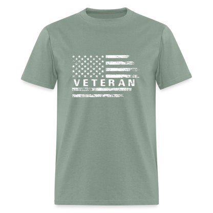 Veteran T-Shirt (White w/Flag) - sage