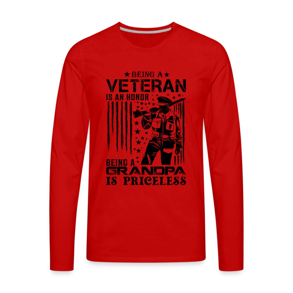 Veteran Grandpa Premium Long Sleeve T-Shirt - red