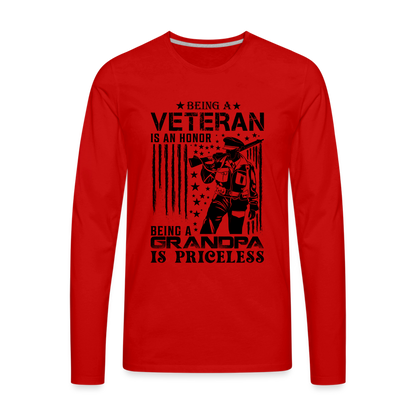 Veteran Grandpa Premium Long Sleeve T-Shirt - red