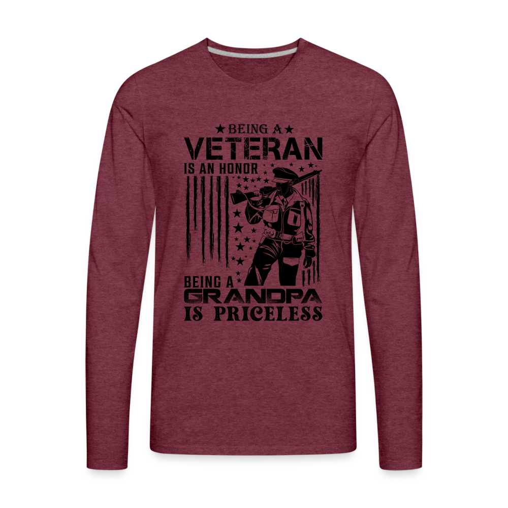 Veteran Grandpa Premium Long Sleeve T-Shirt - heather burgundy