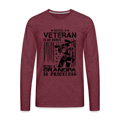 Veteran Grandpa Premium Long Sleeve T-Shirt - heather burgundy