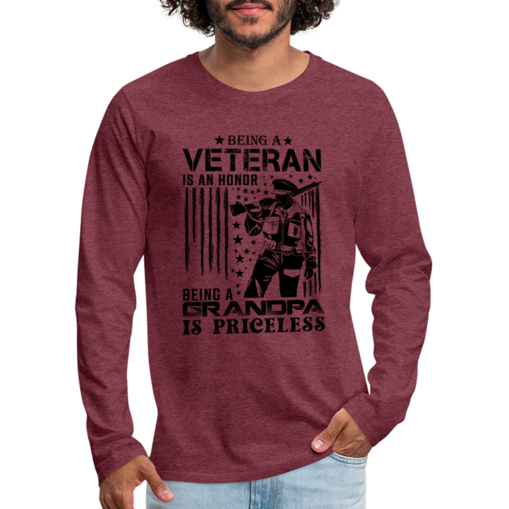 Veteran Grandpa Premium Long Sleeve T-Shirt - heather burgundy