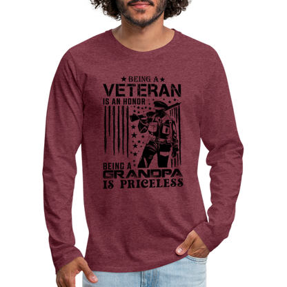 Veteran Grandpa Premium Long Sleeve T-Shirt - heather burgundy