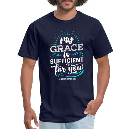 My Grace Is Sufficient For You T-Shirt (2 Corinthians 12:9) - navy
