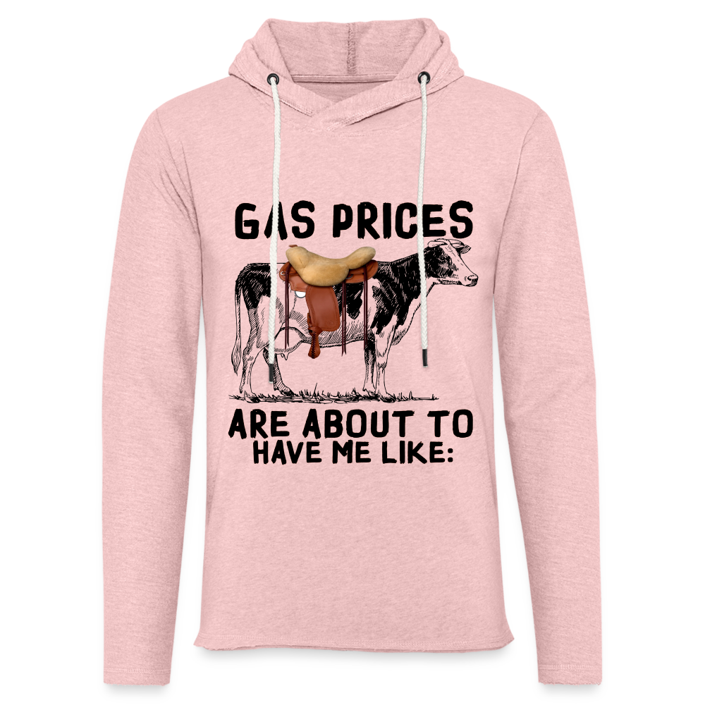 Gas Prices Lightweight Terry Hoodie (Cow with Saddle) - cream heather pink