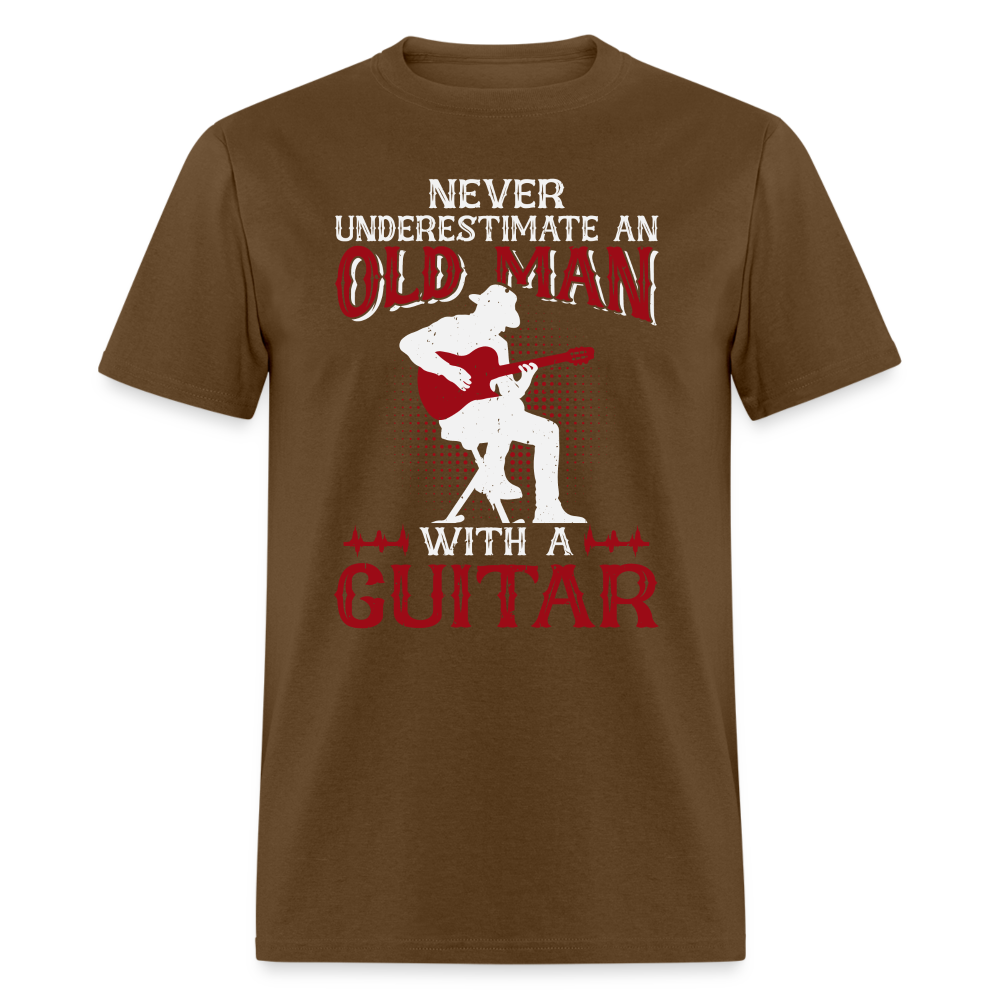 Never Underestimate An Old Man With A Guitar T-Shirt - brown