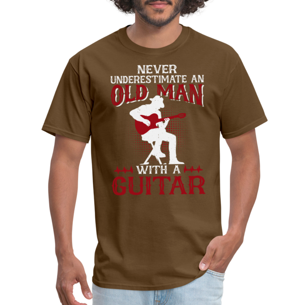 Never Underestimate An Old Man With A Guitar T-Shirt - brown