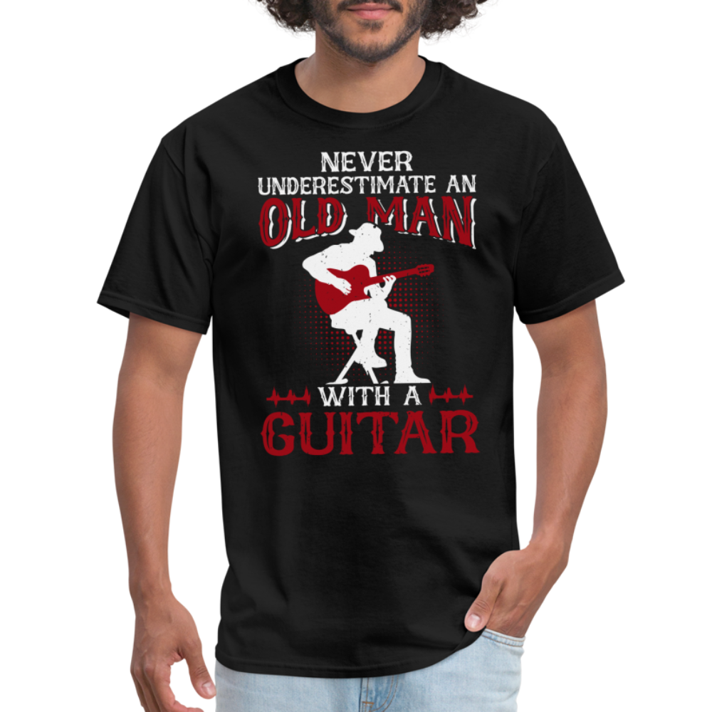 Never Underestimate An Old Man With A Guitar T-Shirt - black