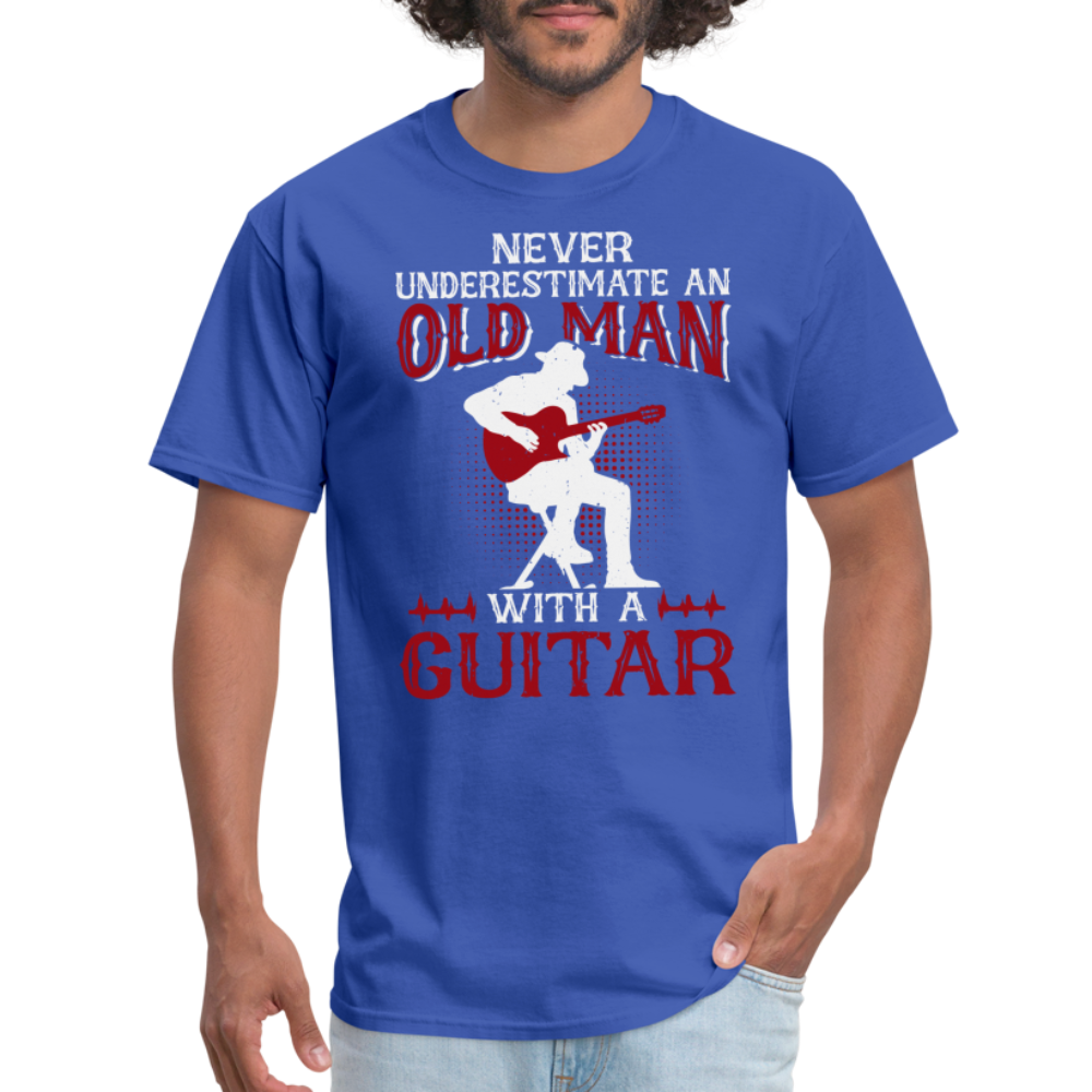 Never Underestimate An Old Man With A Guitar T-Shirt - royal blue