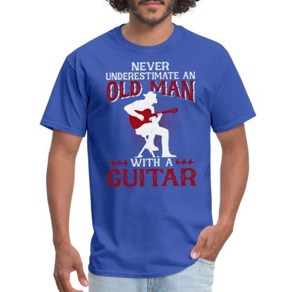 Never Underestimate An Old Man With A Guitar T-Shirt - royal blue