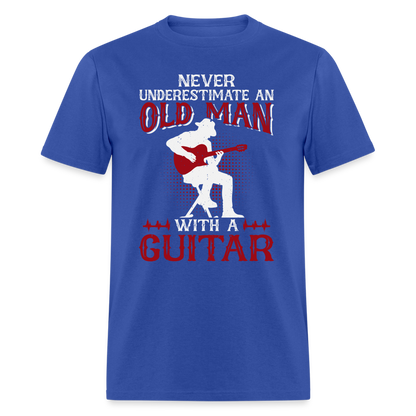 Never Underestimate An Old Man With A Guitar T-Shirt - royal blue