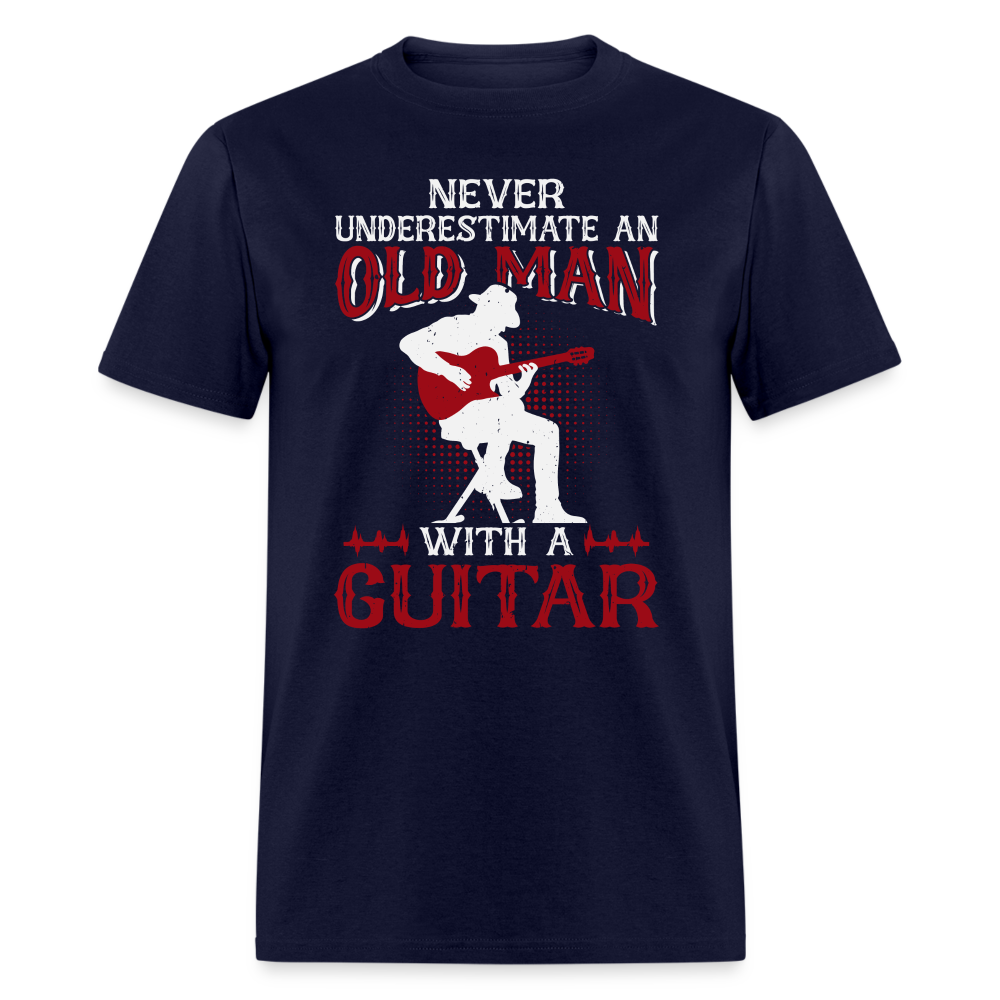 Never Underestimate An Old Man With A Guitar T-Shirt - navy