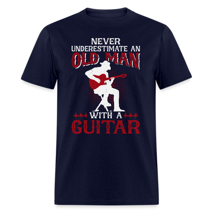 Never Underestimate An Old Man With A Guitar T-Shirt - navy