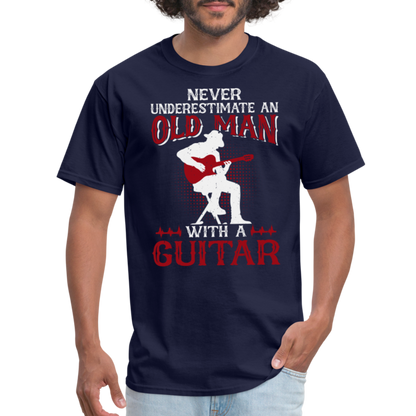 Never Underestimate An Old Man With A Guitar T-Shirt - navy