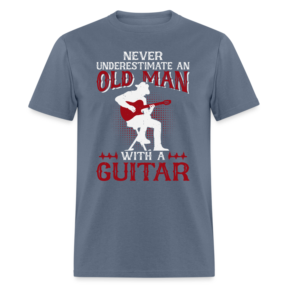 Never Underestimate An Old Man With A Guitar T-Shirt - denim