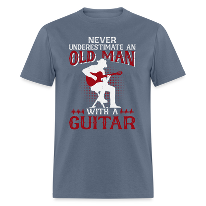 Never Underestimate An Old Man With A Guitar T-Shirt - denim