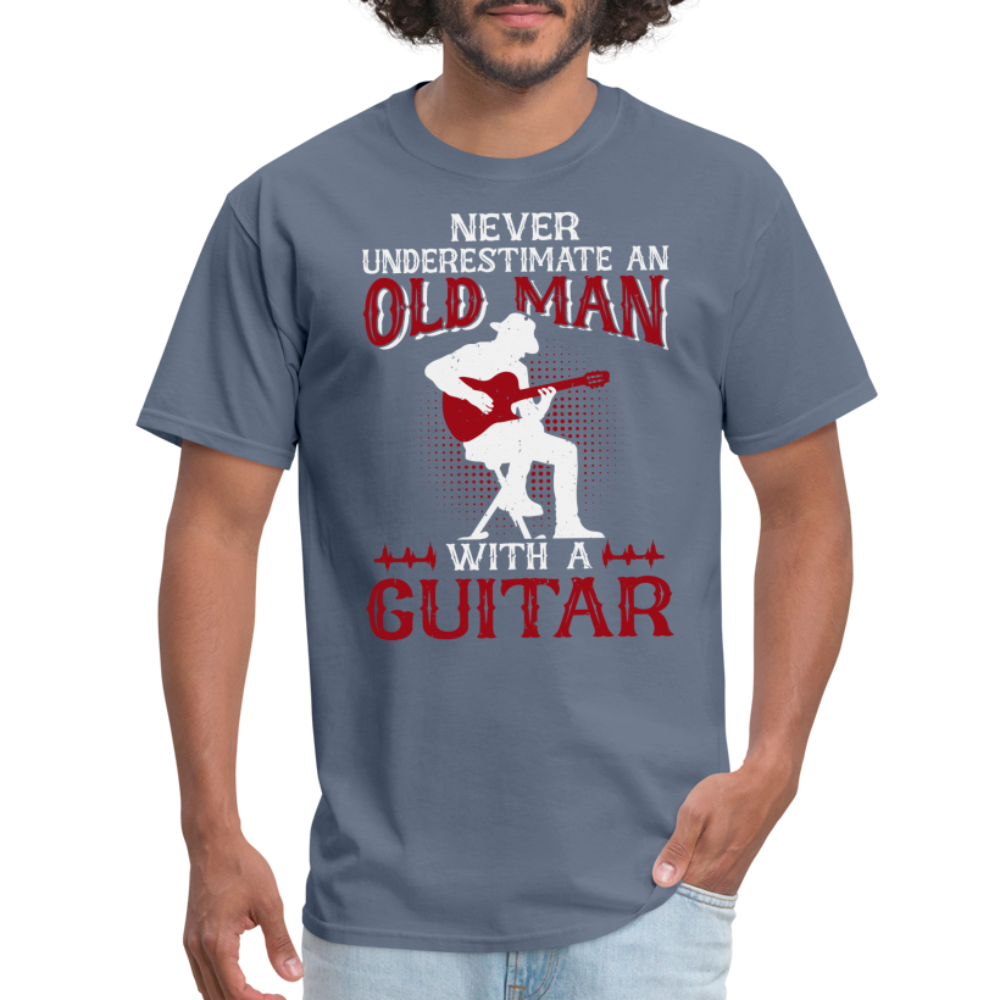 Never Underestimate An Old Man With A Guitar T-Shirt - denim