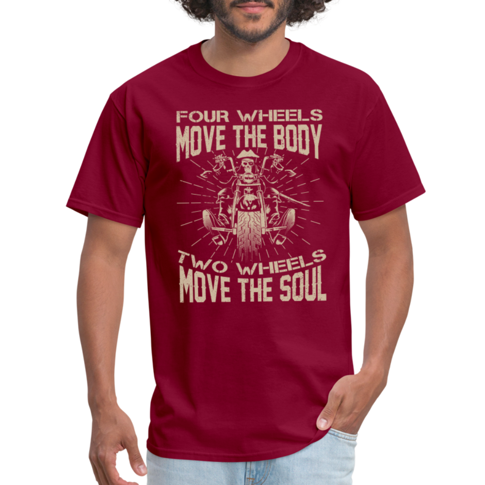 Two Wheels Move The Soul T-Shirt (Motorcycle/Biker) - burgundy