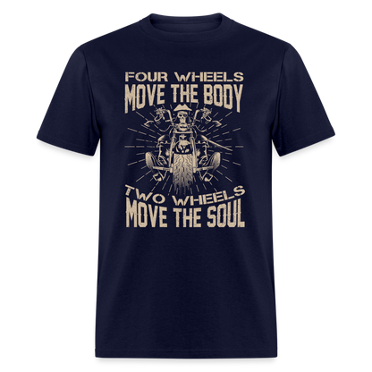 Two Wheels Move The Soul T-Shirt (Motorcycle/Biker) - navy