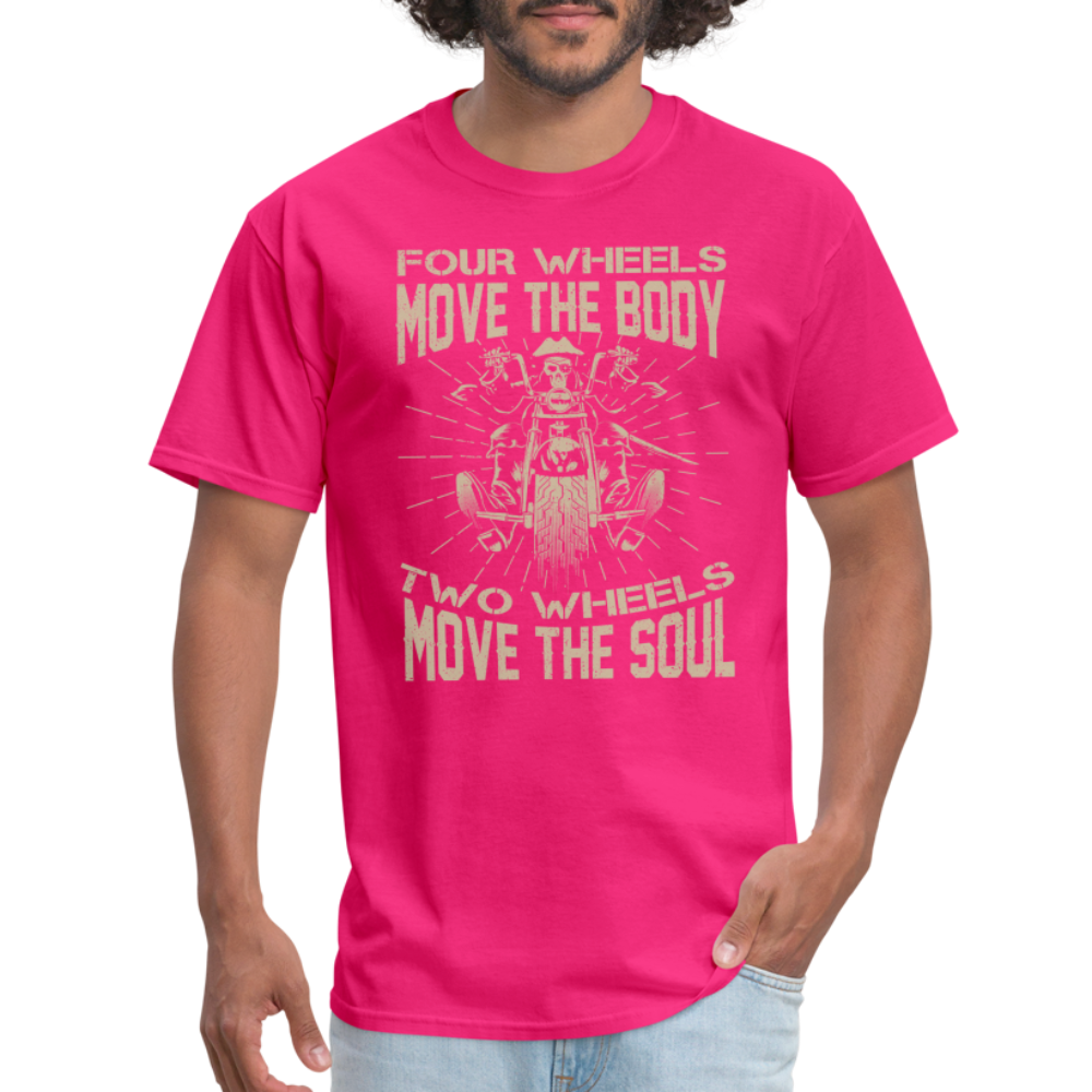 Two Wheels Move The Soul T-Shirt (Motorcycle/Biker) - fuchsia