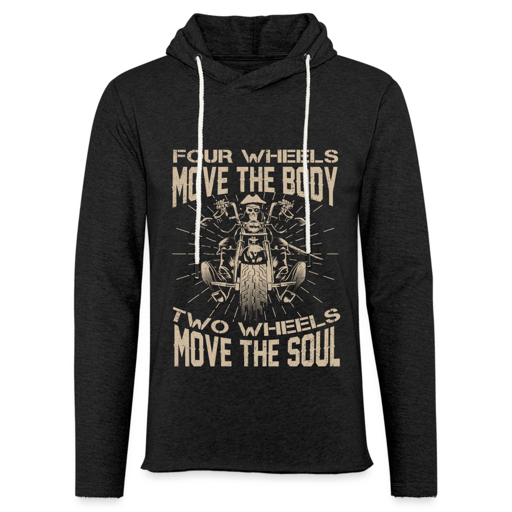 Two Wheels Move The Soul Lightweight Terry Hoodie (Motorcycle/Biker) - charcoal grey