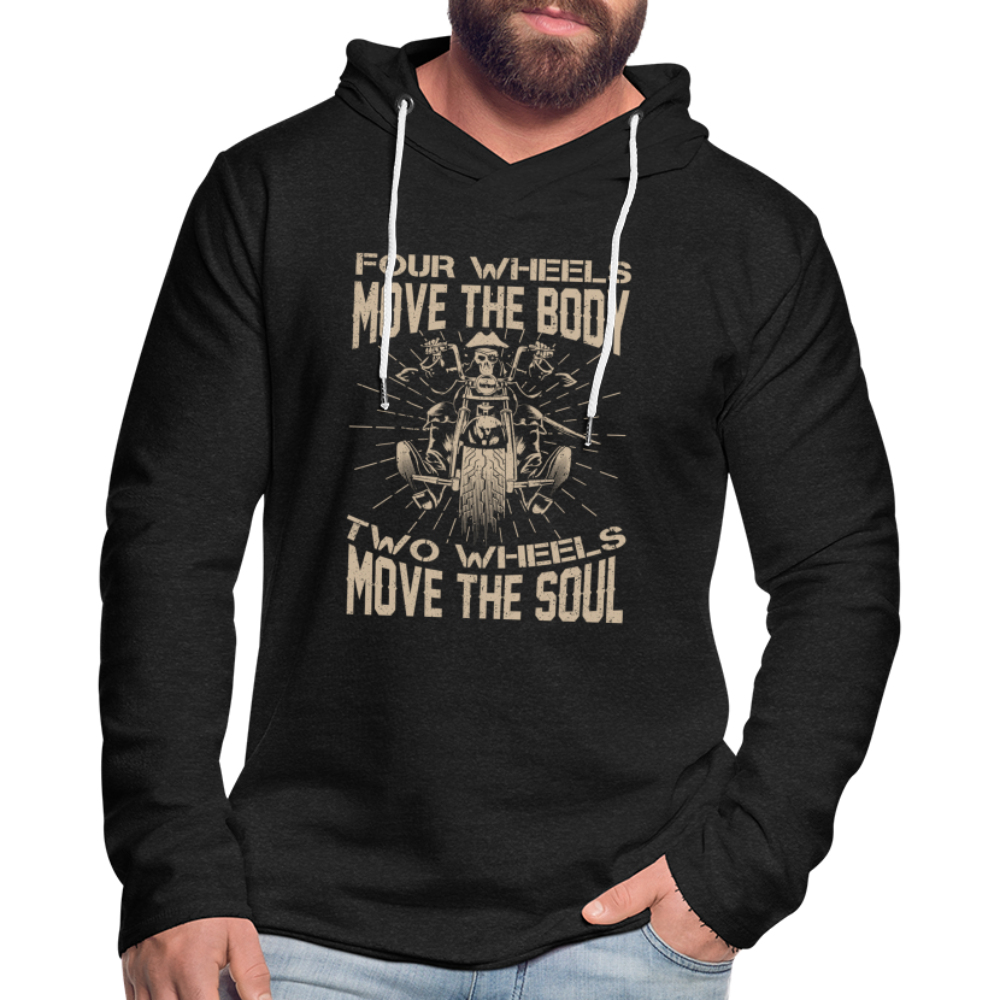 Two Wheels Move The Soul Lightweight Terry Hoodie (Motorcycle/Biker) - charcoal grey