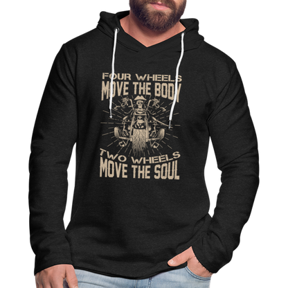 Two Wheels Move The Soul Lightweight Terry Hoodie (Motorcycle/Biker) - charcoal grey