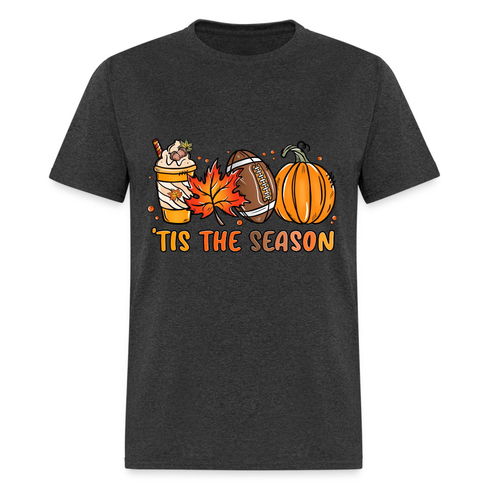 Tis The Season T-Shirt (Fall, Football, Pumpkins) - heather black