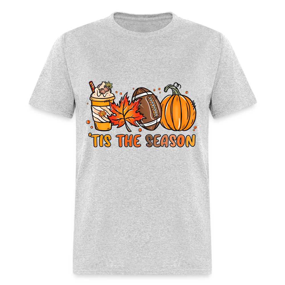 Tis The Season T-Shirt (Fall, Football, Pumpkins) - heather gray
