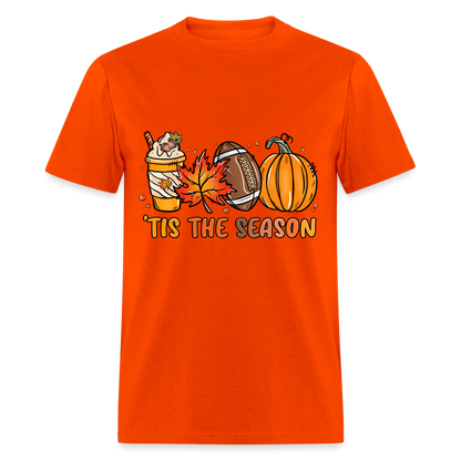 Tis The Season T-Shirt (Fall, Football, Pumpkins) - orange