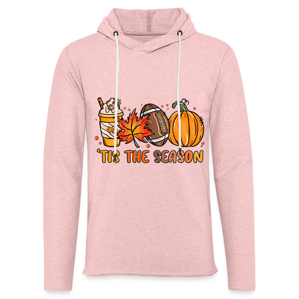 Tis The Season Lightweight Terry Hoodie - cream heather pink