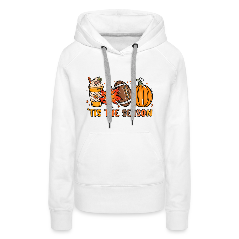 Tis The Season : Women’s Premium Hoodie (Fall, Pumpkins, Football) - white
